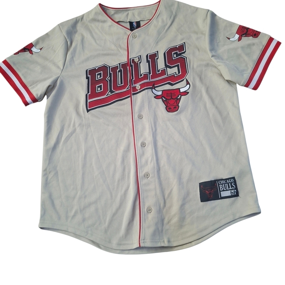 NBA Bulls Cream and Red Jersey